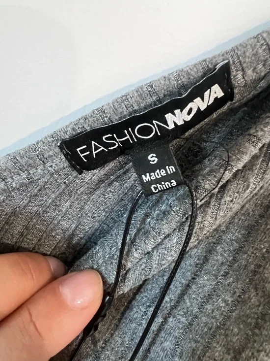 Fashion Nova Gray Ribbed V-Neck Slip Dress - Picture 5 of 6